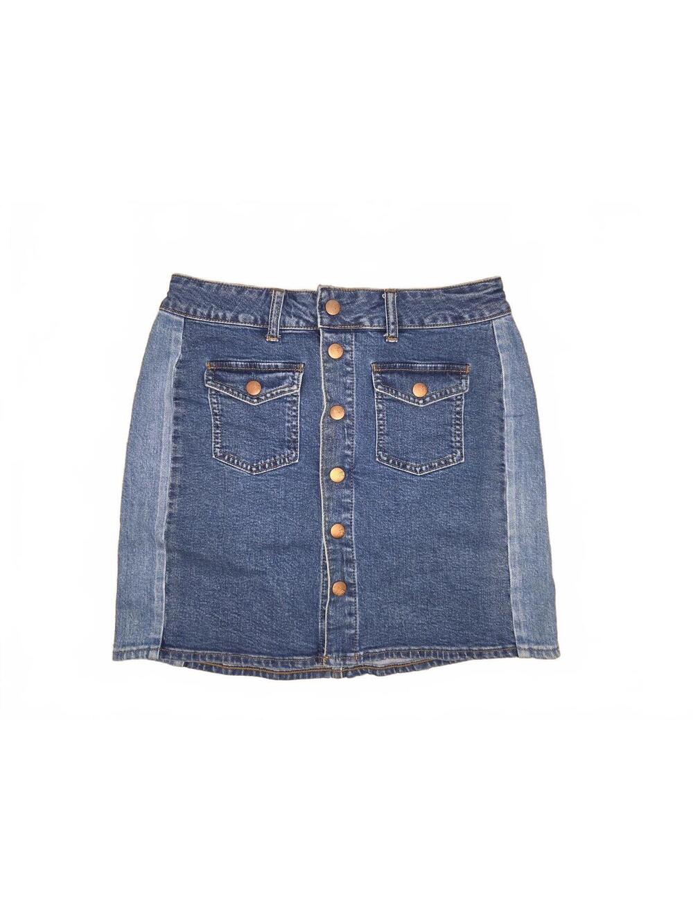 Madewell Colorblock Denim Mini Skirt Front Pockets Womens Size 28